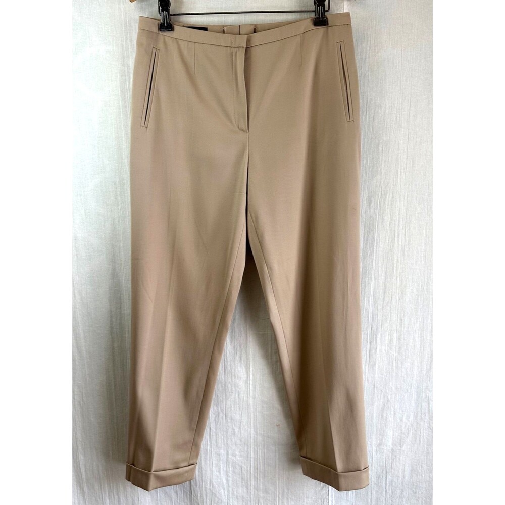 ESCADA Women Beige Virgin Wool Cotton Cuffed Dress Pants Trousers Sz 36/6